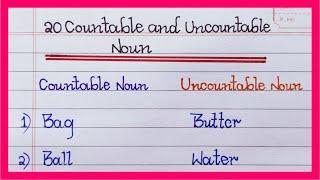 Examples of countable and uncountable noun in English  | 20 Countable and uncountable nouns