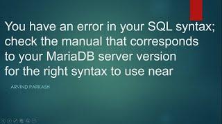 You have an error in your SQL syntax check the manual that corresponds to your MariaDB server