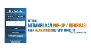 Tutorial Menambahkan NOTIFIKASI / POP-UP / IKLAN Pada Login Page Hotspot MikroTik