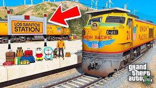 Franklin & Shinchan Chop Traveling A Train Journey From Los Santos To Mountain Waterfalls In GTA 5 |