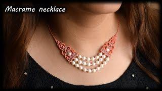 Macrame  Tutorial | DIY Macrame  Necklace with Pearl | Pearl Necklace