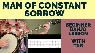 Man of Constant Sorrow | Beginner Bluegrass Banjo Lesson With Tab