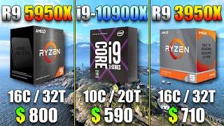 Ryzen 9 5950X vs Core i9 10900X vs Ryzen 9 3950X | PC Gaming Tested