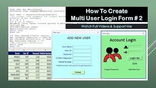 How To Create A Multi User Login Form In Excel VBA || Part 2