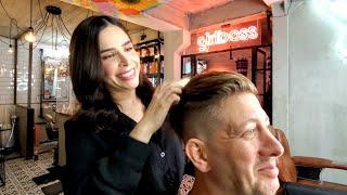 MUY GUAPA! Hair Wash & Blow Dry | Men's Hairstyling by Lady Barber "Rosaria" Mexico City  (ASMR)