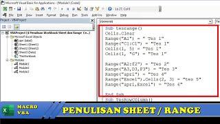 4. Tutorial VBA Excel Untuk Pemula | Penulisan Workbooks, Worksheets, Range, Cell |