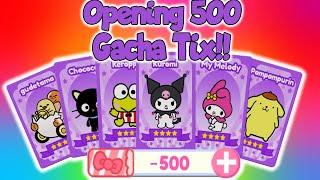 Opening 500 Gacha Tix! | Roblox My Hello Kitty Cafe | Riivv3r