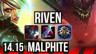 RIVEN vs MALPHITE (TOP) | Rank 5 Riven, 8/2/6, 600+ games | EUW Challenger | 14.15