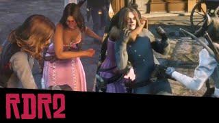 RDR2 UnFair Fight - Saint Denis Brawl PVP Gameplay - Fist Fight Combat Catfight Beatdown ryona