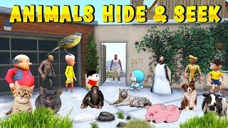 Shinchan Franklin and Chop Playing Animals Hide and Seek in GTA 5