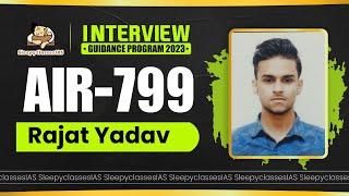 Rajat Yadav (AIR - 799) || UPSC CSE 2023 || Mock Interview || Rank - 799