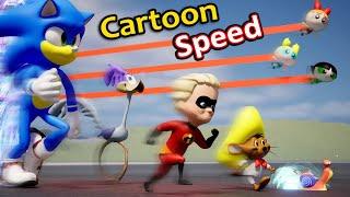 Cartoon speed Comparison | Famous Cartoon Characters running Speed Comparison in 3D