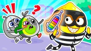 OH NO! THE BAD GUY STOLE MY COLORS!  Colors For Kids Cartoon by Pit&Penny Learn and Grow!