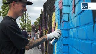 Graffiti Aktion an der WDI-Mauer