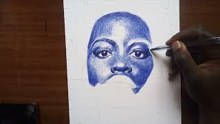 Lupita Nyong'o drawing demo | Bic ball pen artwork