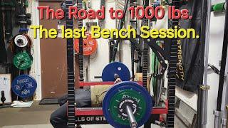 Heavy Doubles, my last bench session on the road to 1000 lbs.  #benchpress #pressday #fitover45