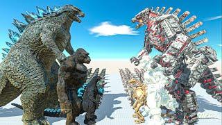 Growing Heisei Godzilla + Kong x Godzilla 2014 VS Mechagodzilla + Skeleton Godzilla Size Comparison