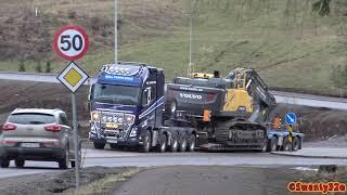 4K| Volvo FH16 750 Transporting and Unloading A Volvo EC480E Excavator