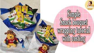 DIY Snack Foods bouquet wrapping tutorial with costing | chichiria bouquet |