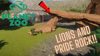 LIONS ON PRIDE ROCK HABITAT!!: Planet Zoo Season 1 Ep2 : Speedbuild