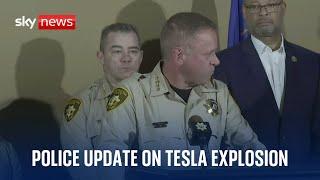 Police news conference after Tesla cybertruck explosion outside Trump hotel in Las Vegas - in full