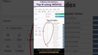 #Tableau #Parameters Top N using INDEX #tablecalculation #tableaututorial #calculations #tableautips