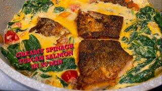 Семга по-тоскански изумительно вкусно за 20 минут.CREAMY SPINACH TUSCAN SALMON IN 20 MINUTES.