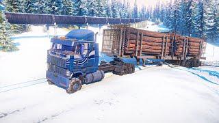 Transporting Logs on Frozen Roads - Ford CLT 9000 - Logitech G27  // SnowRunner gameplay