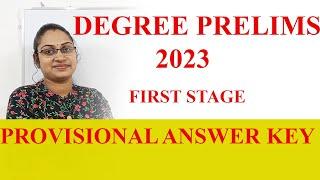 DEGREE LEVEL PRELIMS 2023 FIRST STAGE PROVISIONAL ANSWER KEY|UNIVERSITY ASSISTANT SI QUESTIONS|