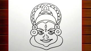 kathakali Drawing Step by Step || Onam Festival Special Drawing || How to Draw Kathakali..