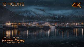 Boat Harbor Hush | Relaxing Howling Wind & Blowing Snow Ambience | 12 HOURS | SLEEP | STUDY