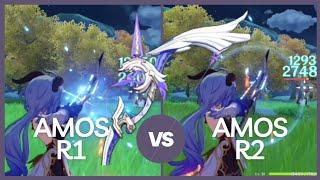 amos bow r1 VS r2 | is it worth to refine your 5 star weapon? | genshin impact