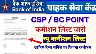 bank of india csp commission chart 2024 |  bank of india ka csp commission | BOI  BC Commission