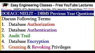 DBMS Imp Terms : Authorization, Authentication, Audit Trail, Encryption, Grant Revoke