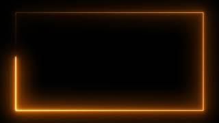 Golden Color Neon Lights Rectangle Frame Animated Background Looped