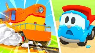 The train needs help! Leo the truck builds new street vehicles & objects. Funny cartoons for kids.