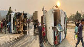 Road Accident Dumper collide due to wrong lane drive at Dimapur Bypass Seithekema A junction