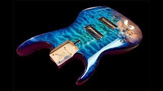 New Clear Coat Products in our Shop, Buffing a Custom Blue Teal Burst Bass Guitar Finish to Gloss