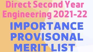 Provisional merit list Direct second year engineering 2021-22.