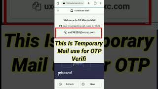 Temporary Disposable Email  || Verify OTP Without Mobile and Email | 10 minmail #shorts #email