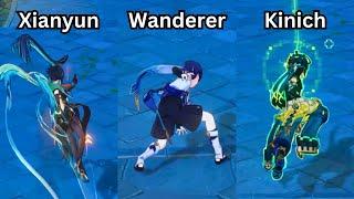 Kinich vs Wanderer vs Xianyun (Air + Ground Exploration Speed)