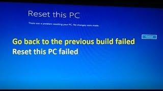 Reset this PC - There was a problem resetting your PC. No changes were made