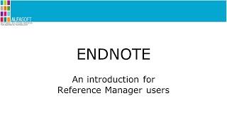 EndNote and Reference Manager Presentation