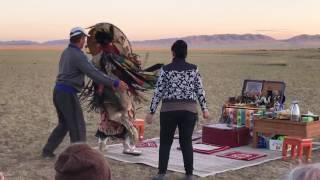 Shaman ritual at Three Camel Lodge, Gobi Mongolia