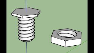 Bolt and Threaded Nut Part 3 - Head, Nut, and Threads for 3D printing