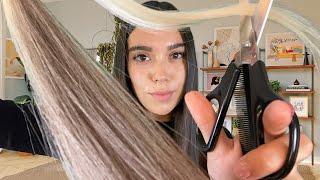 ASMR ITA | Spuntatina? ️ Taglio di capelli • forbici • hair brushing