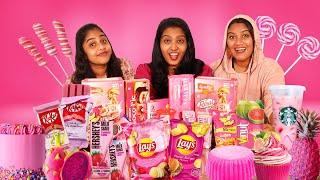 EATING ONLY PINK COLOUR FOOD FOR 24 HOURS  CHALLENGE | PULLOTHI
