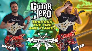 Pro Guitarist VS "Through The Fire And Flames" On Guitar Hero