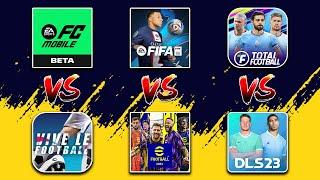 FC Mobile vs FIFA Mobile vs Total Football vs Vive Le Football vs eFootball 2024 vs DLS [Comparison]