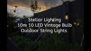 Stellar Lighting 10 LED Festoon Heavy Duty Vintage Bulb Outdoor Drop String Lights – 10m Warm White